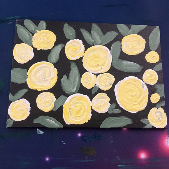 Abstract Yellow Floral Canvas Art - Picture 1 of 1